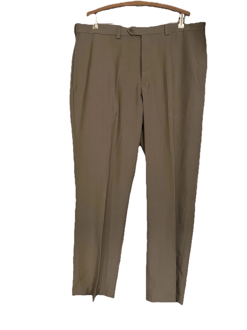 Haggar Premium No-Iron Khaki Pants Mens 38x30 Beige Expandable Waist